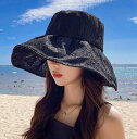 春夏新作 レディース 女 紫外線対策 日焼け止め レース パール ハット バケットハット 日除け 帽子(4)