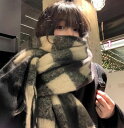 秋冬新作 レディース ニット 毛糸 チェック柄 ロング マフラー ストール 厚手 防寒 男女兼用