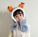 秋冬 子供のスカーフ 厚い暖かい ビブ 帽子とスカーフ 2 in 1 可愛い ぬいぐるみスカーフ
