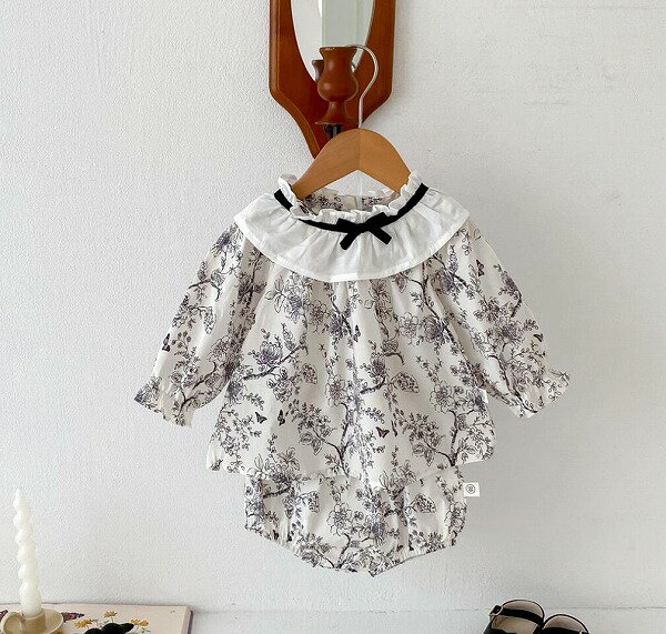 春秋新作 子供服 ベビー服 アパレル 長袖 ロンパース 女の子 可愛い 66-90cm
