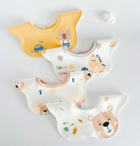 4枚入★ベビー用品★赤ちゃん用品★タオルマフラー★よだれかけ★食事用ビブセット★涎掛け セット