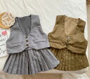 秋冬新作★韓国子供服★ベビー服★キッズ服★女の子 袖なし タンクトップ +スカート 2点セット 80-130