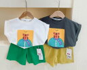 春夏新作★韓国子供服★キッズ服★男の子 tシャツ + ショットパンツ ボトムス 2点セット 90-140