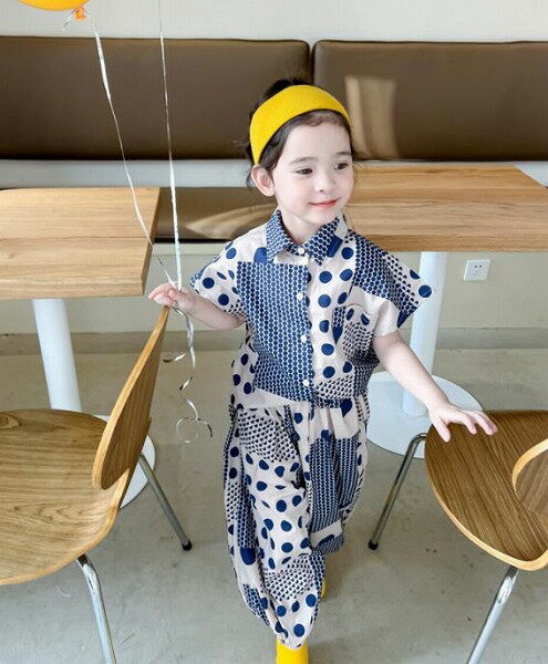 【2点セット】春新作 子供服 ベビー服 アパレル 半袖 シャツ+スラックス 女の子