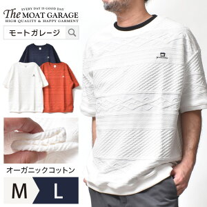 Tシャツ メンズ 半袖 厚手 大きいサイズ | 全2色 M~L 国産 ジャガード ブランド ブランチワークス 綿100 オーガニックコットン スウェットTシャツ 袖リブ 裾リブ ゆったり オシャレ かっこいい 20代 30代 40代 50代 60代 メンズファッション カジュアル 服 人気 オススメ