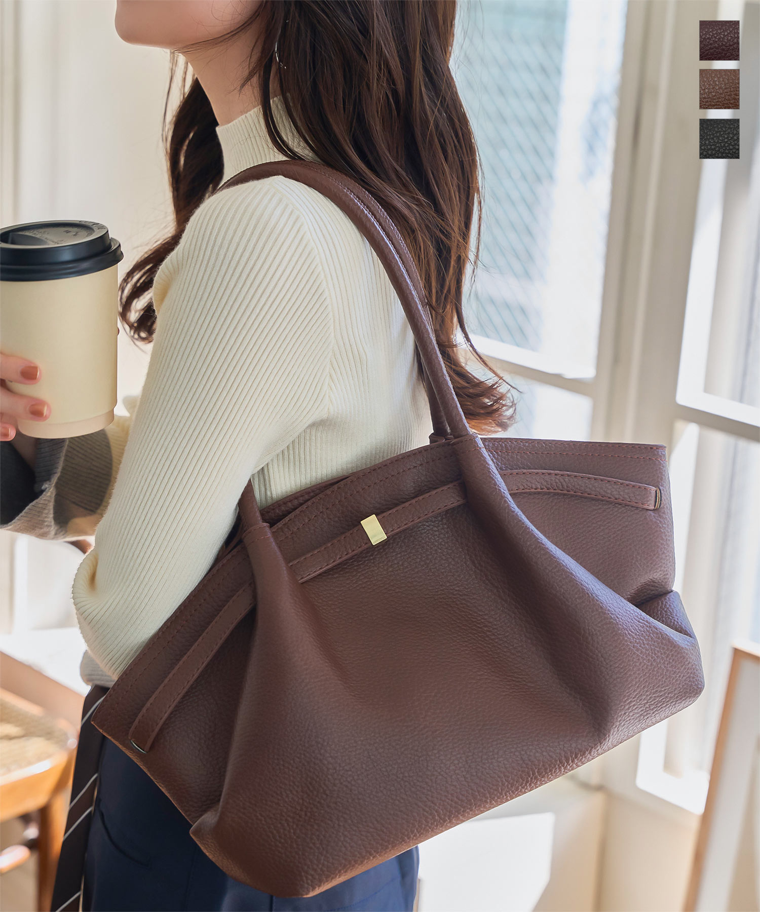 ≪11/21 24Hセール2890円 送料無料≫ バッグ カバン 鞄 かばん トートバッグ [B1647] レディース 20代 30代 40代 ショルダーバッグ 通勤バッグ 通学バッグ A4 ベルト トートバッグ 合皮 合皮生地 フェイクレザー 大容量 ジム オフィスカジュアル オフィス 仕事用【送料無料】のサムネイル