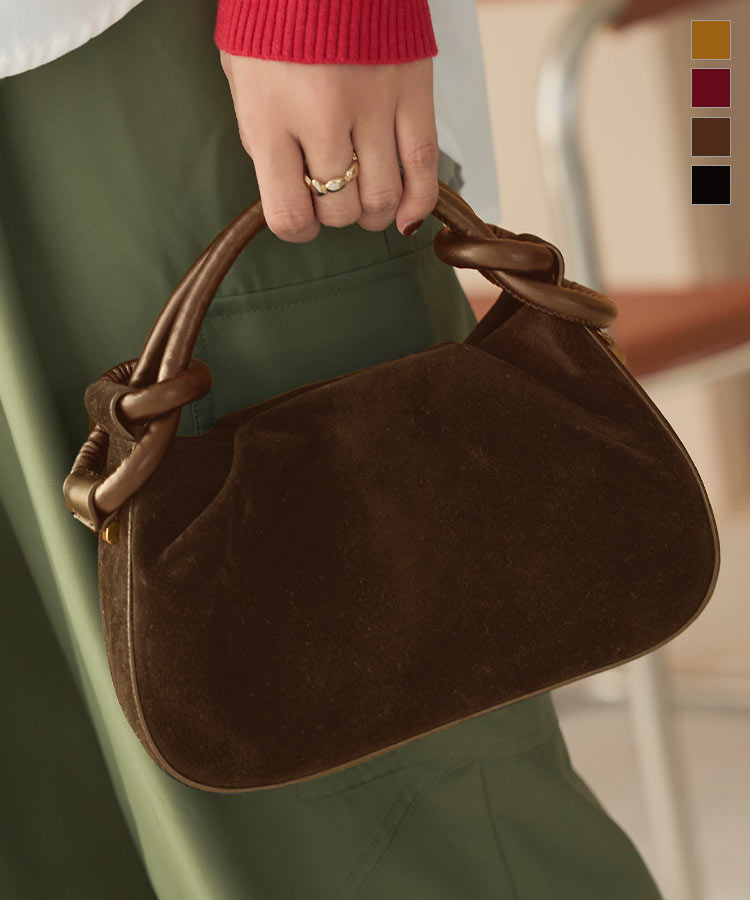 バッグ カバン かばん 鞄 スエード ショルダーバッグ [B1648] レディース 20代 30代 40代 ミニバッグ ポシェット ハンドバッグ ダブルベルト オケージョン 秋 冬 トレンド マチ 差し色 コンパクト おしゃれ 上品 高見え お出かけ 行事 フォーマル イベント デートのサムネイル