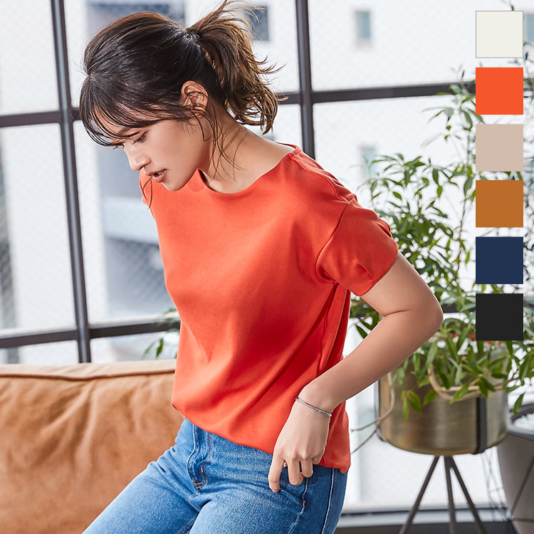 前身二重袖タックカットソートップス [C4683] レディース トップス 半袖 透けにくい Tシャツ 無地 春夏 カットソー 春 夏 おしゃれ きれいめ オフィス カジュアル 大人かわいい ドロップショルダー クルーネックのサムネイル
