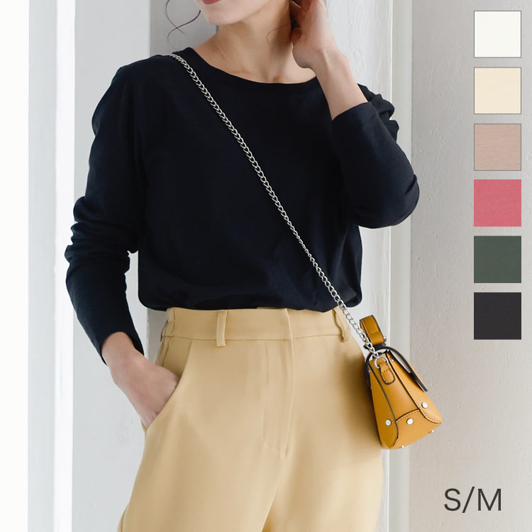 コットン100%シンプルロンT [C5610] レディース トップス Tシャツ 長袖 綿100 ゆったり シンプル デイリー 白 カジュアル きれいめ 体型カバー 黒 秋 冬 レイヤード 30代 40代 50代のサムネイル