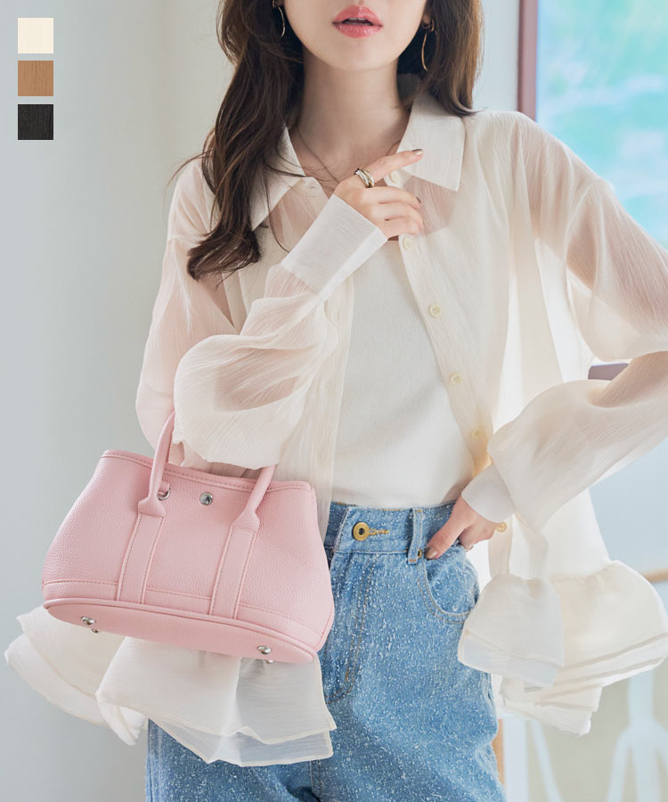 ≪11/9 24Hセール2490円 送料無料≫ シャツ ブラウス シアー 羽織 [C7681] レディース 20代 30代 40代 トップス アウター 長袖 フレア フリル シアーシャツ ふりふり 裾 透け感 シアーブラウス 襟 衿 ボタン 前開き 羽織り 軽アウター 防寒 日除け【送料無料】【メール便】のサムネイル