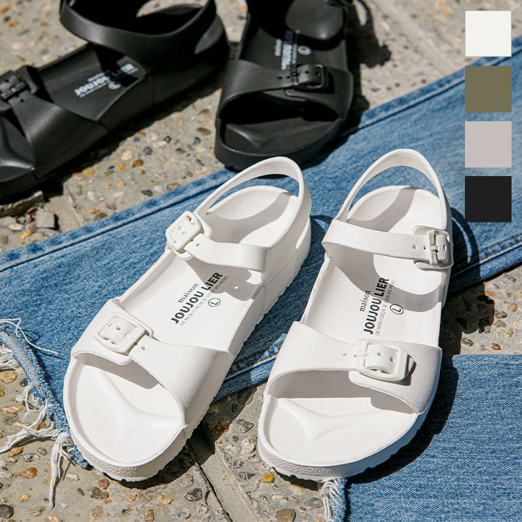 アンクルバンドサンダル [I2076]【入荷済】 レディース シューズ 靴 サンダル レジャー スポーツサンダル ぺたんこ おしゃれ きれいめ 歩きやすい プール 海 アンクルベルト スポサン ベルト ベーシック レインサンダル 白 黒 カーキ グレー 母の日 花以外