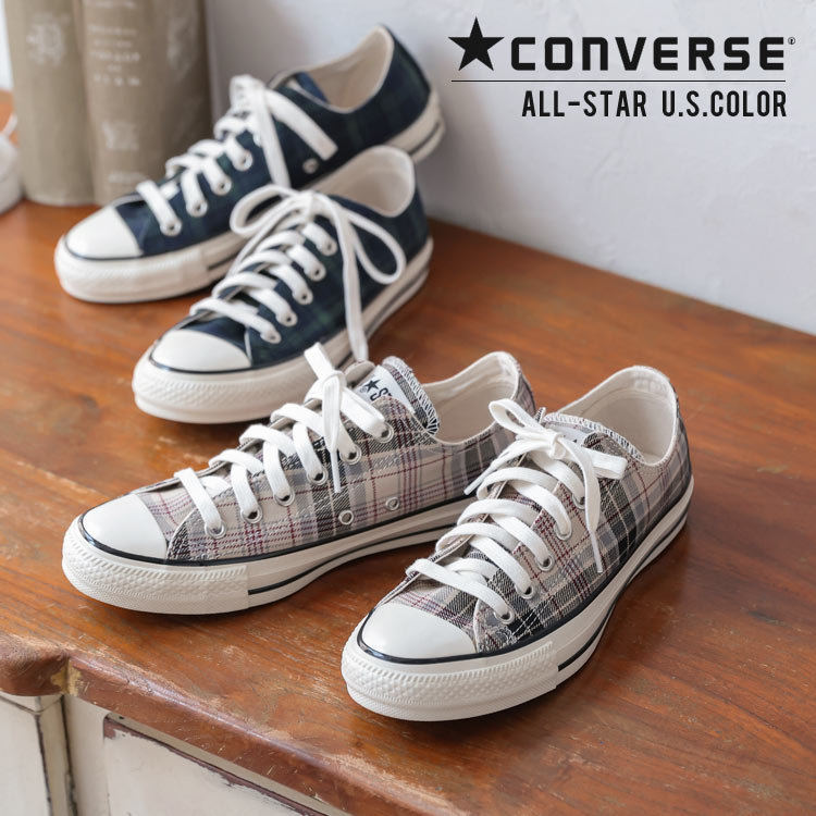 特別セール★[ CONVERSE ] コンバース ALLSTAR チェックスニーカー [I2159] レディース シューズ 柄 タータンチェック スニーカー ローカット ALL STAR US CHECK OX チェック おしゃれ ネイビー オフホワイト U.S.ORIGINATOR 大人可愛い