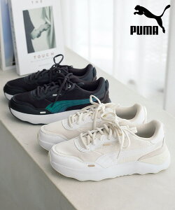 PUMA スニーカー 白 黒 パール きれいめ レディース プーマ レディーススニーカー 厚底 アイボリー 23 23.5 24 24.5 大きいサイズ 小さいサイズ プラスサイズ かわいい 普段着 ランテイムドプラットフォームリージェントロマンススニーカー 紐靴 [I2565] 20代 30代 40代