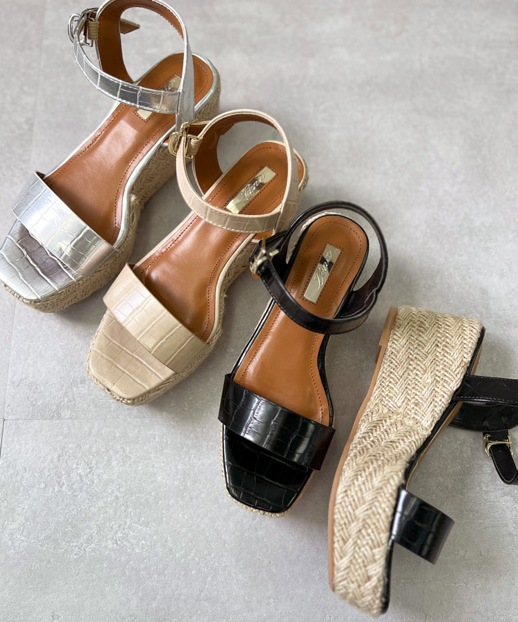 ≪4/15 新発売!!2990円 送料無料≫ ストラップウェッジサンダル [I2570] レディース 靴 シューズ ウェッジ サンダル ストラップ ジュート 黒 ベージュ シルバー 厚底 夏 20代 30代 40代アンクルストラップ【送料無料】のサムネイル