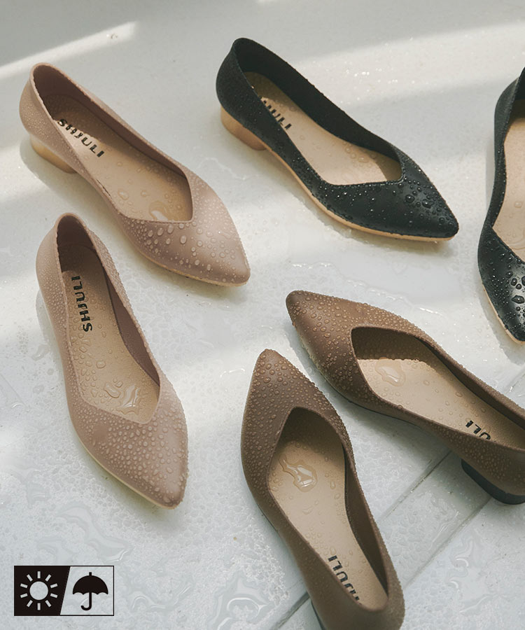 ≪6/8 新発売!!2490円 送料無料≫ 晴雨兼用 バレエ パンプス レディース レインシューズ おしゃれ 梅雨 大人 きれいめ 防水 ヒール低め ヒール 雨晴れ兼用 梅雨対策 レインパンプス 痛くない [I2582] 通勤 履きやすい シンプル ベーシック オフィス【送料無料】のサムネイル