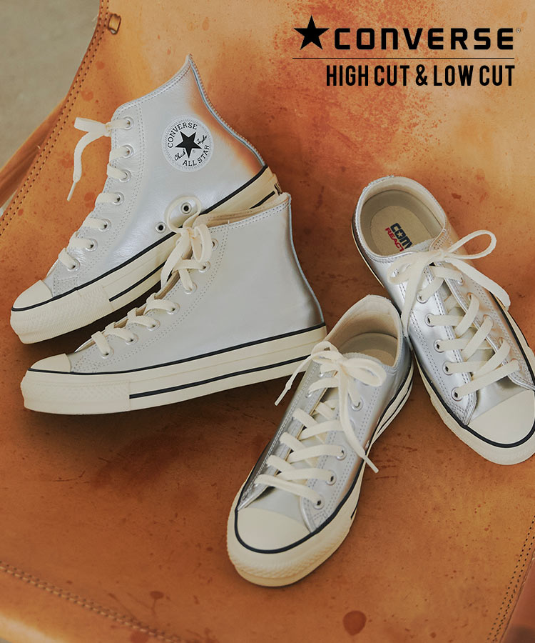 [ CONVERSE ] LEATHER ALL STAR (R) HI / Lo シルバー レディ