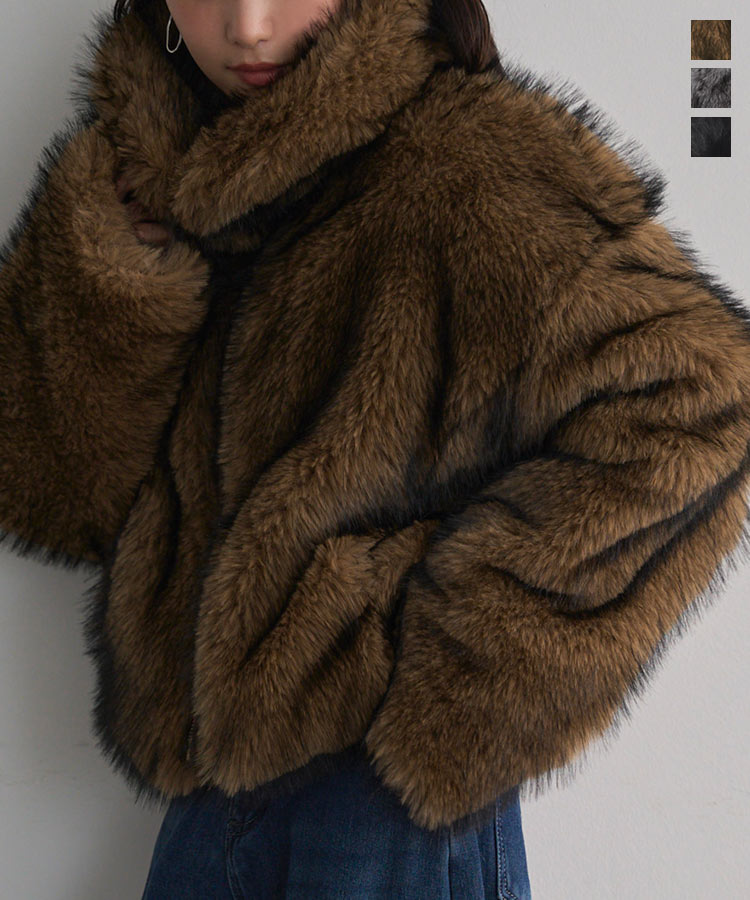 ≪11/18 新発売!!6990円 送料無料≫ ミックスロングファーブルゾンコート [K1403] レディース アウター ふわふわ エコファー ダブルジップ 20代 30代 40代 ファーコート コート ブルゾン ファー シャギー ロングファー ファーブルゾン フェイクファー 冬コート【送料無料】