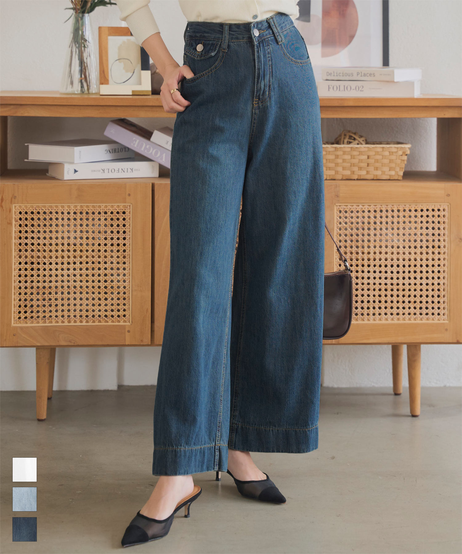 ≪9/8 24Hセール2490円 送料無料≫ デニム パンツ ボトムス レディース バギーデニム [M4268] 20代 30代 40代 ワイドデニム ジーンズ バギーパンツ ワイド 薄手 涼しい 春 夏 秋 50代 カジュアル 大人 おとな ママ 母 コーデ コーディネート 無地 ライトブルー【送料無料】のサムネイル