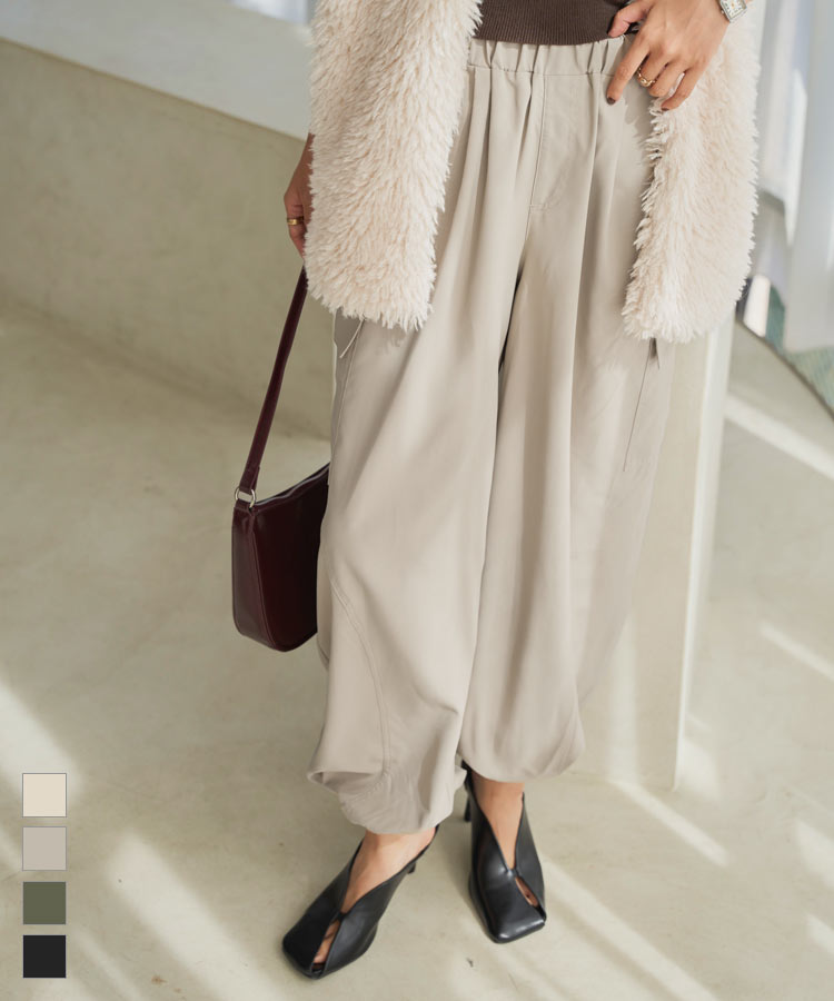 ≪11/19 24Hセール1290円 送料無料≫ カーゴパンツ カーブパンツ [M4290] レディース 20代 30代 40代 秋 ボトムス パンツ ワイドパンツ ズボン 長ズボン ロングパンツ ロング丈 カーゴ カープ ワイド バレルレッグ ピエロパンツ ウエストゴム 低身長サイズ【送料無料】のサムネイル