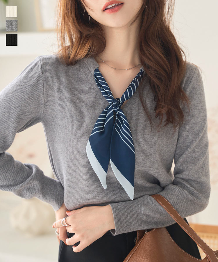 ≪9/24 新発売!!2990円 送料無料≫ スカーフ ニット カーディガン [N1242] レディース 20代 30代 40代 トップス 長袖 羽織 ニットカーディガン リボン リブ 春 夏 秋 リブニット Vネック ボウタイニット ボウタイトップス ストライプ オフィス【送料無料】のサムネイル
