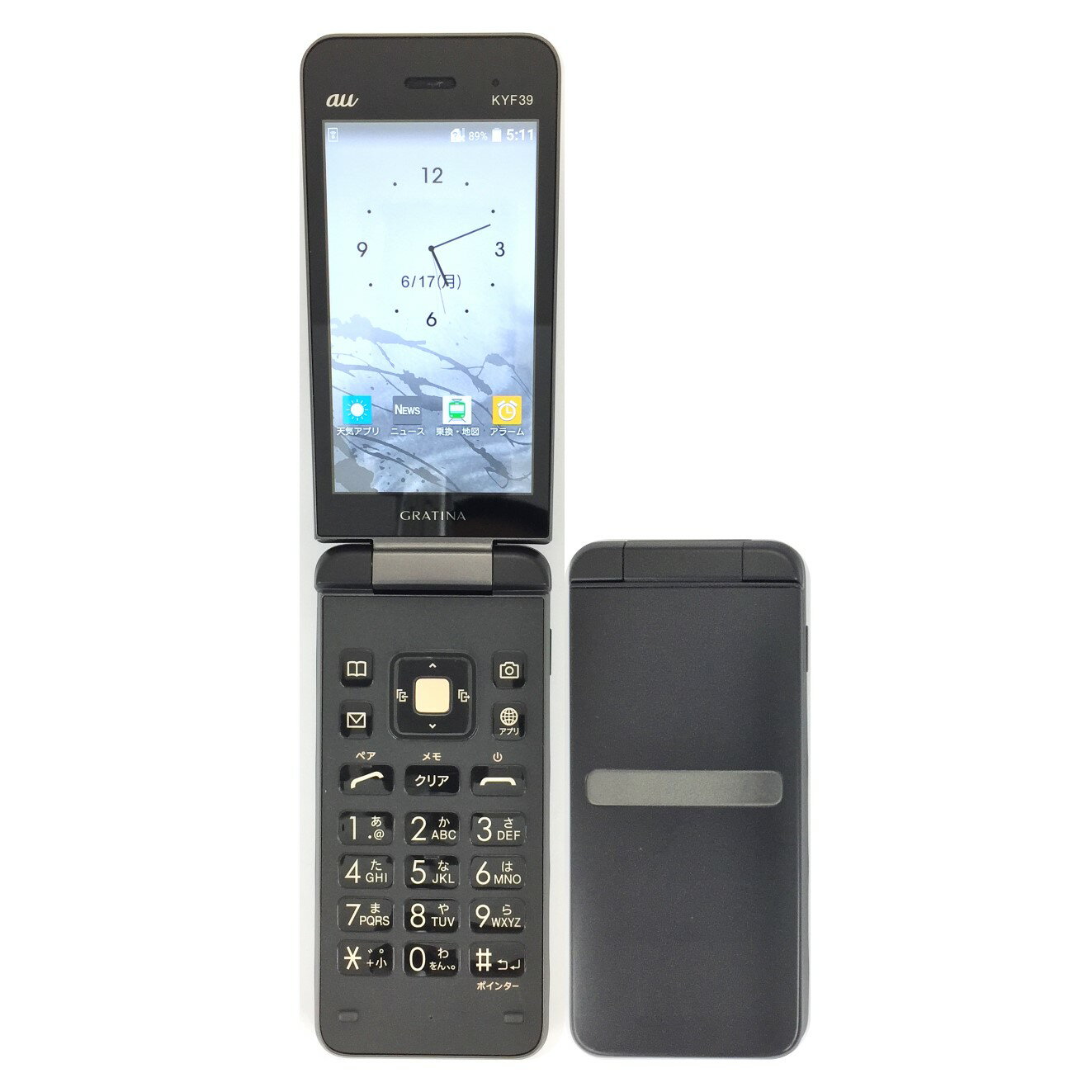 【中古】 KYOCERA GRATINA KYF39 墨 スミ 8GB au SIMロック解除済 白ロム 本体