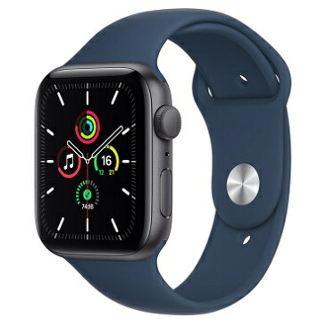 Apple Watch SE GPS 44mm 本体 スペースグレイ 【新品 未開封】 MKQH3J/A + MKUW3FE/A A2352 GPSモデル (Blue Sport Band )