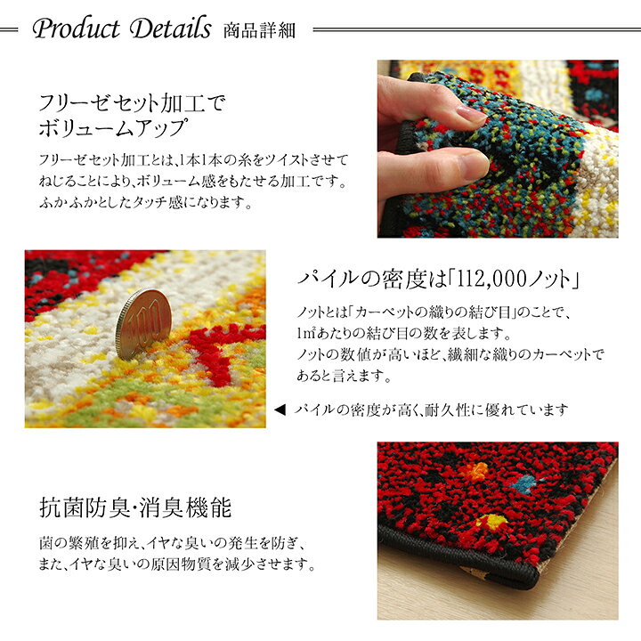 【ポイント10倍!今晩20時開始】マット プラテリア 玄関マット 70x120cm 室内用 おしゃれ ウィルトン織 トルコ製 パイル 抗菌 防臭 消臭 フリーゼセット加工 丈夫 ふかふか インテリアマット [3]