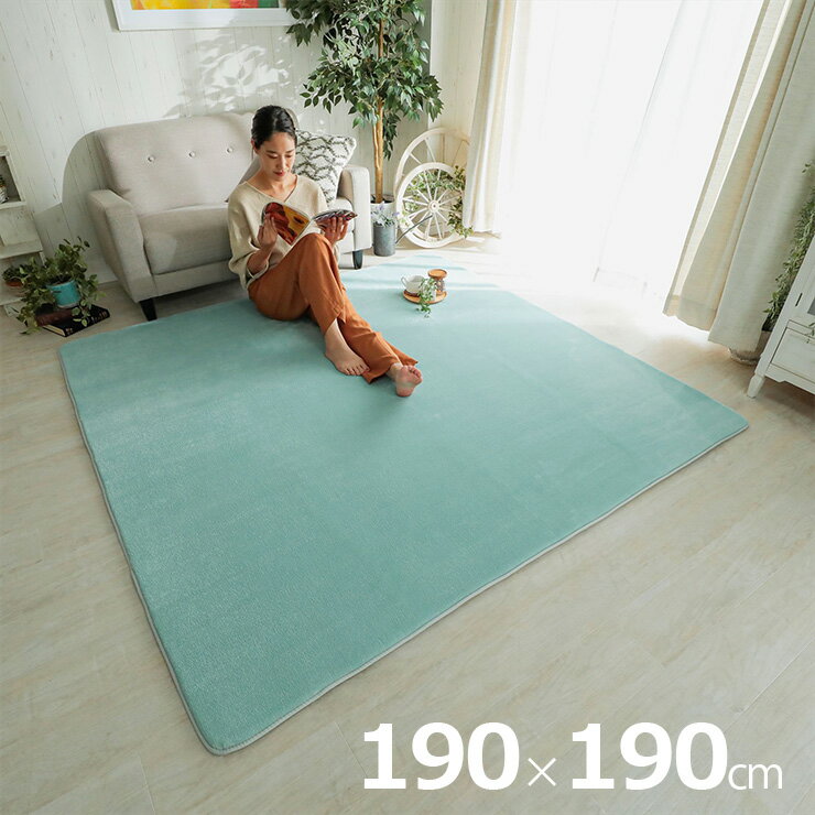 乐天商城 - 【ポイント10倍!今晩20時開始】【ホットカーペット/床暖房対応】ラグ 洗える さらふわラグ 190x190cm ホリデープラス 14色対応 ラグマット おしゃれ ラグカーペット 低反発 正方形 撥水加工 洗濯機可 ペット対応 すべり止め オールシーズン 北欧