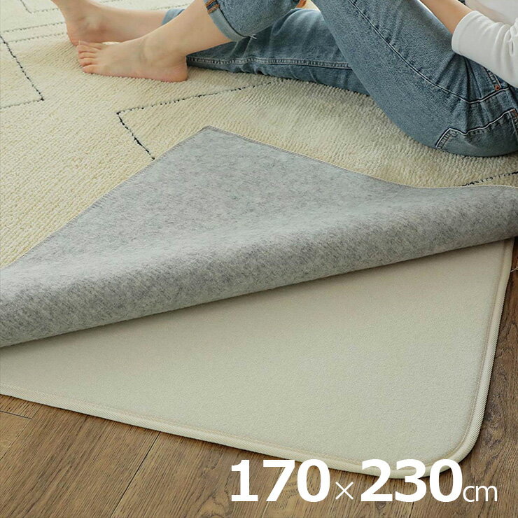 Rakuten - 【ポイント10倍!今晩20時開始】下敷きマット 170x230cm すべり止めマット ラグ カーペット ラグマット すべり止め 長方形 洗濯機可 床暖房対応 ホットカーペット対応 防虫 低ホルムアルデヒド 敷き物 オールシーズン おしゃれ ピタリ