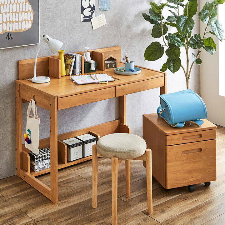【P2倍！1日14:00〜31日9:59迄】 【天板は3段階高さ調節可能】学習机 学習デスク 2点セット ノベル 幅100cm 2色対応 デスクワゴン 勉強机 勉強デスク パソコンデスク システムデスク 引き出し収納 シンプル コンパクト おしゃれ 子供 大人 木製