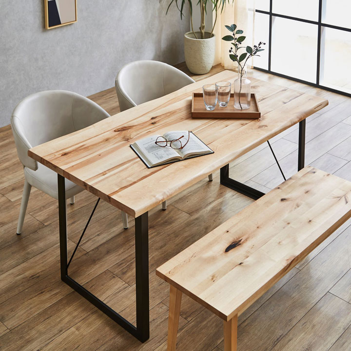 【バーチ無垢材使用】ダイニングテーブル 幅150cm DWELLER(ドゥエラー) バーチ 樺 ナチ ...