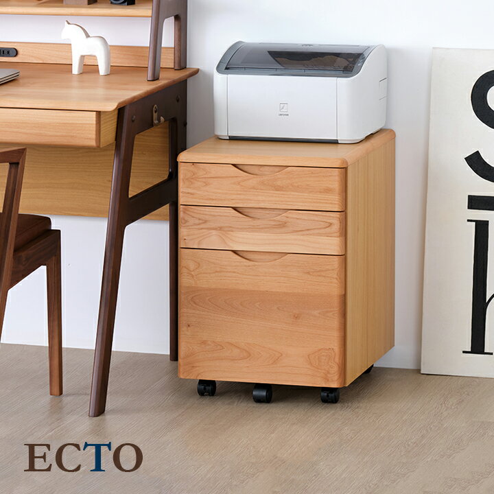 簡単組立 デスクワゴン ECTO(エクト) WAGON 42 NA キャスター付 学習机用ワゴン サイドワゴン サイドチェスト 子供部屋 学習机 学習デスク ナチュラル アルダー 木製 勉強机 勉強デスク