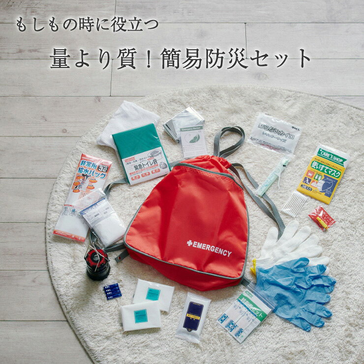 【ポイント10倍!15日20時〜23:59】【19点セット】防災グッズ 1人用 量より質！簡易防災セット 防災バック ナップサックタイプ 防災セット 災害グッズ 避難セット 避難グッズ 簡易トイレ 非常用トイレ 衛生用品 ランタン 地震対策 非常用持出袋 避難用品 mobel-10007961 家具通販のメーベル サンプル画像3