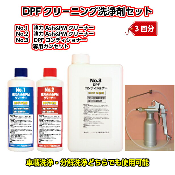 【3回分】DPFクリーニング洗浄剤セット 専用ガン付き 車載洗浄 分解洗浄 DPF目詰まり解消 PM捕集装置DPF再生サイクル延長 排ガス DPF洗浄