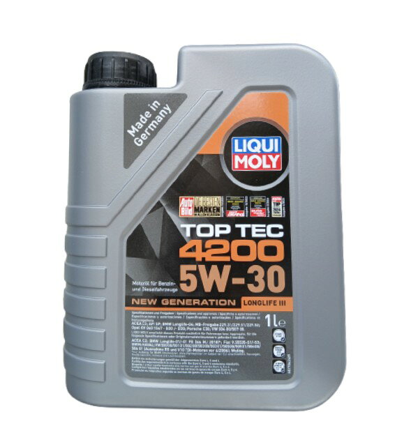 Rakuten - LIQUI MOLY (リキモリ) 20903 トップテック4200 ロングライフ3 5W30 1L ガソリン・ディーゼル兼用 輸入車向け アプルーバルオイル Longlife-04 MB 229.31 MB229.51 MB229.52 VW 504 00 / 507 00 C30 OV 040 1547-D30/G30 (TopTec4200)