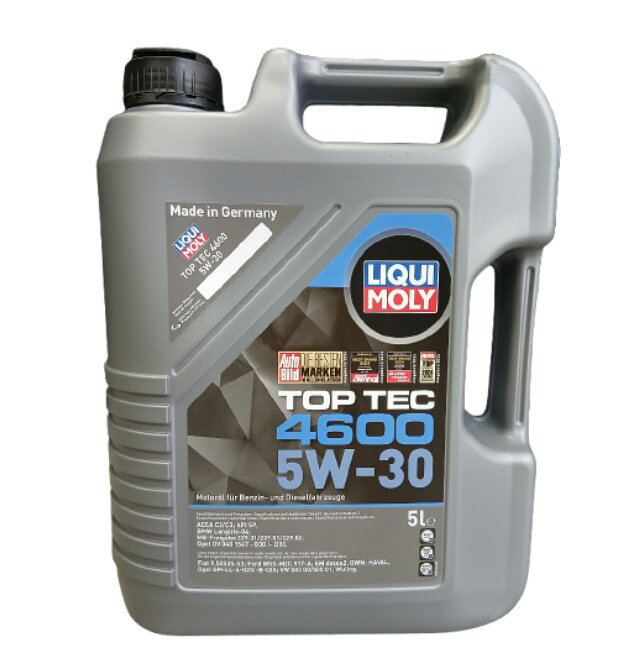 LIQUI MOLY (リキモリ) 2316 トップテック4600 5W30 5L ガソリン・ディーゼル兼用 輸入車向け アプルーバルオイル Longlife-04 MB229.31 MB229.51 MB229.52 OV 040 1547-D30/G30 (TopTec4600)