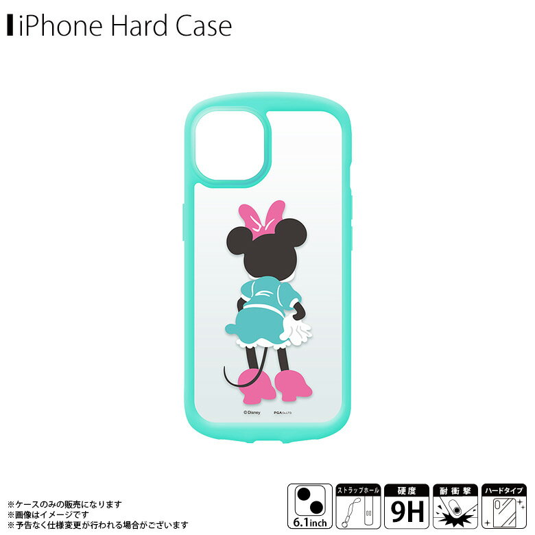 iPhone13 ケース キャラクター クリア 耐衝撃 ミニーマウス PG-DGT21K02MNE【2582】クリアケース Disney ガラスタフケース 米軍軍事規格 後ろ姿 ストラップホール付きPGA