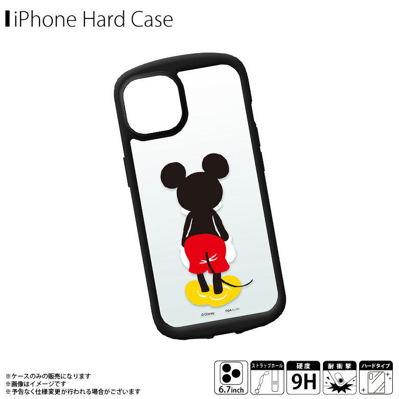 iPhone13 Pro Max ケース キャラクター クリア 耐衝撃 ミッキーマウス PG-DGT21P01MKY【3497】クリアケース Disney ガラスタフケース 米軍軍事規格 後ろ姿 ストラップホール付きPGA