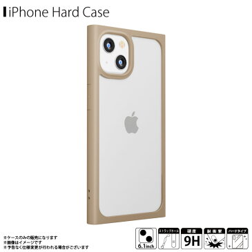 iPhone13 ケース クリア クリアケース スクエア型 ベージュフレーム PG-21KGT07BE【0793】耐衝撃 背面クリア Premium Style ガラスタフケース 米軍軍事規格PGA