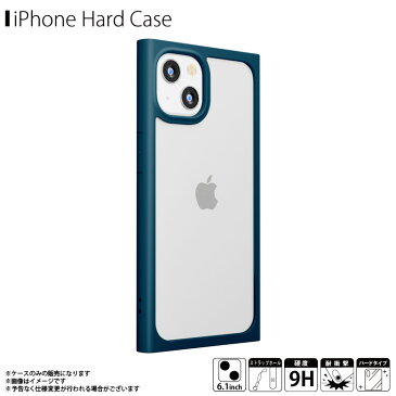 iPhone13 ケース クリア クリアケース スクエア型 ネイビーフレーム PG-21KGT08NV【0809】耐衝撃 背面クリア Premium Style ガラスタフケース 米軍軍事規格PGA