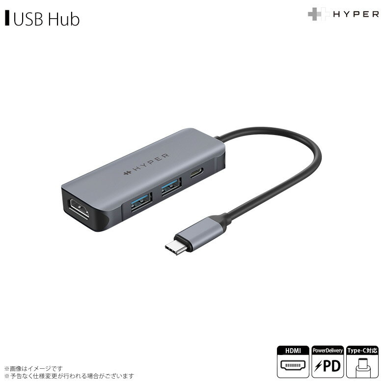 ̵ Type-C ץ ϥ USB-C 100W® HP-HD411019HyperDrive 4in1 ǥץ쥤ĥ 4K60Hz HDMI 100W PD USB-C USB3.2 Gen1б USB-A2󥿡ʥʥ