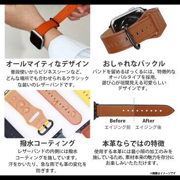 送料無料 Apple watch series 6 SE 5 4 3 2 1 42mm 44mm レザーバンド EGD20590AW【5902】 アップルウォッチ EGARDEN GENUINE LEATHER STRAP 本革 交換ベルト ブラウンロア・インターナショナル