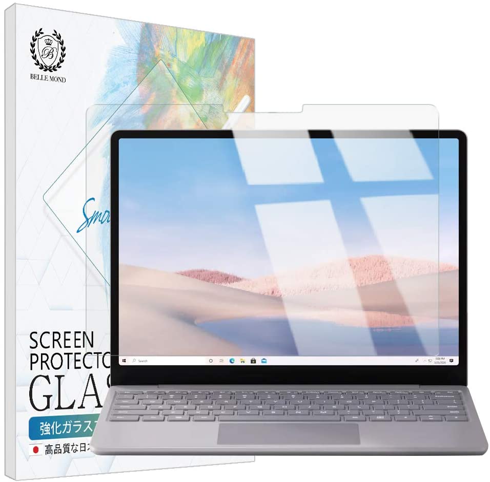 【LINE登録で10%OFF!】 Surface Laptop Go 3 / 2 / 1 透明 ガラスフィルム 高透過 硬度9H 指紋防止 気泡防止 強化ガラス サーフェス 保護フィルム 【BELLEMOND(ベルモンド)】 Surface Laptop Go GCL B0258