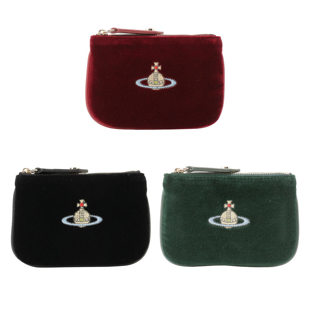 【最短翌日着】 Vivienne Westwood ヴィヴィアンウエストウッド コインケース EMBROIDERED ORB COIN PURSE VELVET 小銭入れ ポーチ 財布 ベロア調 オーブ【51010007U W00BX】