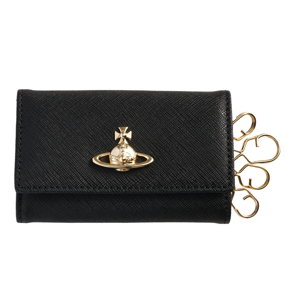 【最短翌日着】ヴィヴィアンウエストウッド キーケース 4連 Vivienne Westwood SAFFIANO KEY CASE レディース メンズ N403 BLACK【51020001-L001N】