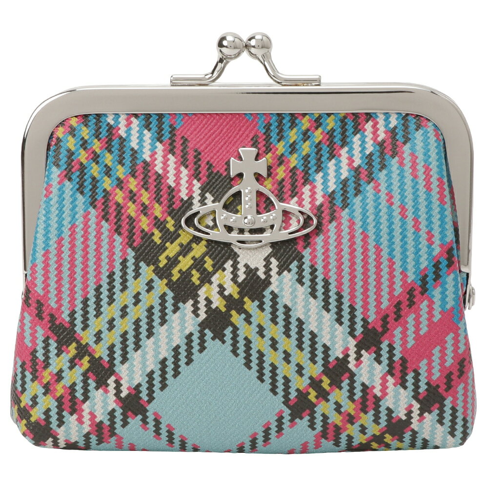  Vivienne Westwood ヴィヴィアンウエストウッド コインケース BIOGREEN SAFFIANO PRINTED FRAME COIN PURSE ヴィーガンレザー 小銭入れ 小物入れ がま口 財布 タータンチェック オーブ