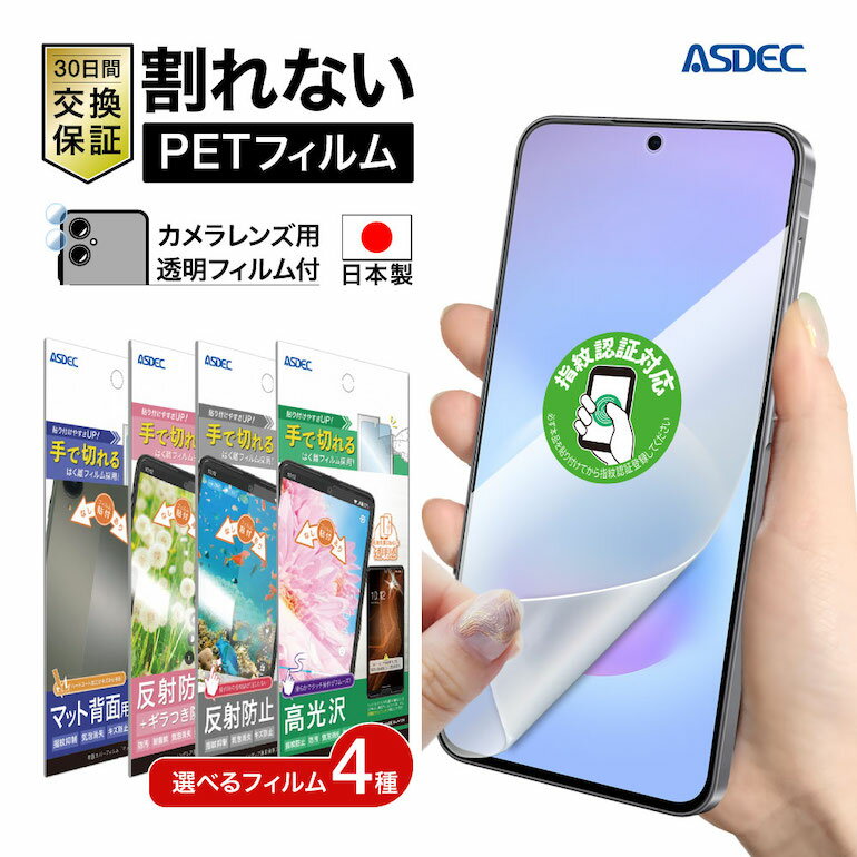 【20％OFFクーポン】Galaxy A57 5G 保護フィルム 指紋認証対応 背面フィルム カメラフィルム セット 反射防止 ぎらつき抑制 光沢 高透明 貼りやすい 日本製 ASDEC アスデック