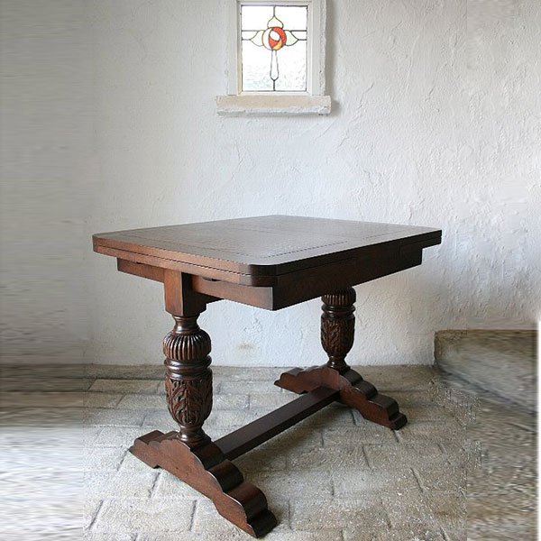 英国 アンティーク リプロダクト おしゃれ オーク ダイニング3点セット 伸長式ドローリーフ(341-jg)+チェア2点(313-jg)【開梱設置送料無料-KYBB】 [2]