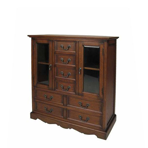 商品名：【開梱設置-KYC】英国アンティークリプロダクト　オーク　ガラスドアチェスト　【本州送料無料】品　番：032p-725-jgサイズ：W800　D350　H900(mm) 【 扉内寸 】W235 D290 H530(mm) ※可動棚 ...