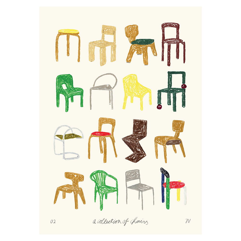 【在庫あり 即納】アートポスター 北欧 THE POSTER CLUB 30x40 A Collection of Chairs ザ・ポスタークラブ